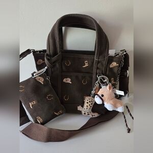 Madden Girl Western Embroidered Tote Bag with Pouch & Horse Charm
